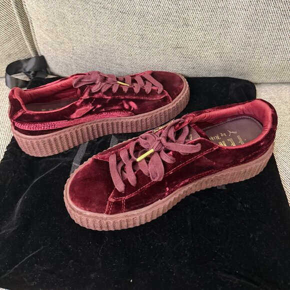 Fenty Puma x Rihanna Creeper Maroon Velvet US 8 - Picture 3 of 4